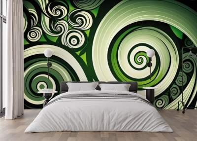 Saint Patrick's Day Geometric Shapes with Swirl designs and Light color palette : A Beautiful Unique Colorful and Bold 3D Rendering Wallpaper Template for Celebration (generative AI) Wall mural