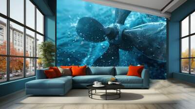 Close up propeller of big ship underway from underwater Wall mural