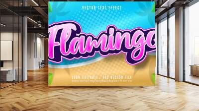 Flamingo pink beach background 3d editable text effect font style Wall mural