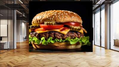 Food photography delicious burger Generative AI Wall mural