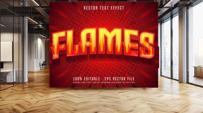 hot Flames fire 3d editable text effect font style Wall mural