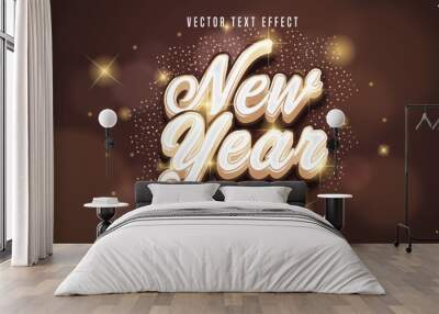 New year 3d editable text effect font style Wall mural