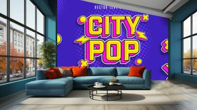 retro City pop 3d editable text effect font style, 90s effect Wall mural