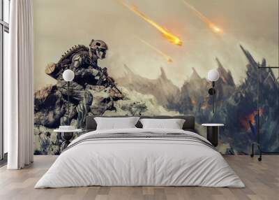 War on an alien planet Wall mural