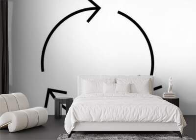 Black and white recycle icon, PNG with transparent background. Wall mural