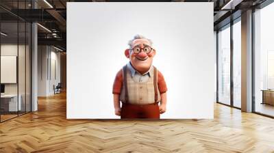 Old man 3D cartoon Character Wall mural