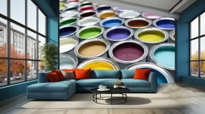 Colourful paint pots Wall mural