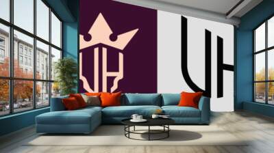 Creative simple Initial Letters UH Logo Designs Bundle. Wall mural