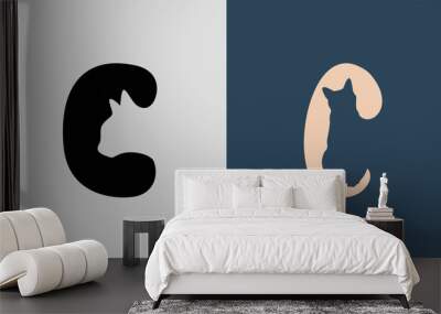 Initial Letters C Cat Logo Designs Bundle. Wall mural