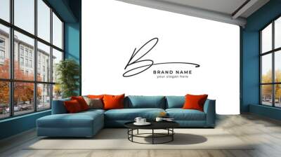 B initial letter signature logo or handwritten monogram Wall mural