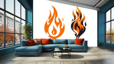 Barbecue Fire Flat illustration, Bbq Fire vector Wall mural