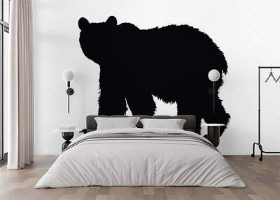 Black Bear Walking Silhouette Vector isolated on a white background Wall mural