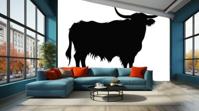 Highland Cattle Cow Silhouette Vector isolated on a white background Wall mural