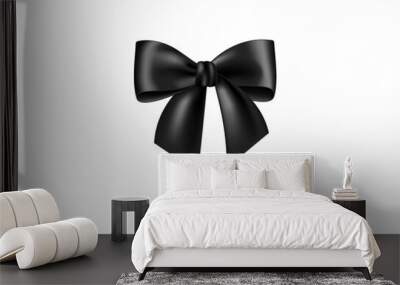 elegance black ribbon bow vector, use for greeting cards design illustration. Wall mural