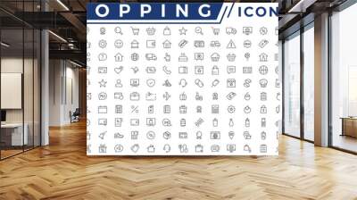 Shopping icons set. E-commerce icon collection. Online shopping thin line icons. Shop icons vector Wall mural