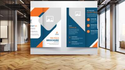 Blue and orange modern corporate business trifold brochure template Wall mural