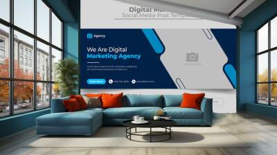 Digital marketing agency facebook cover photo design with creative shape or web banner for digital marketing business Wall mural