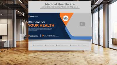 Medical healthcare facebook cover photo and web banner template for medical service Wall mural