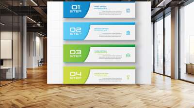 Business infographics template 4 steps rectangle,Vector illustration. Wall mural