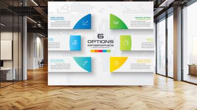 Business infographics template 6 steps rectangle,Vector illustration. Wall mural