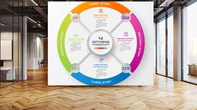 Circle infographic template with 4 options,Vector illustration. Wall mural