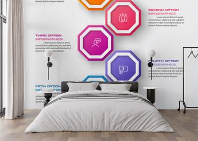 Octagon infographic fot business concept with 6 options,Abstract design element,Vector illustration. Wall mural