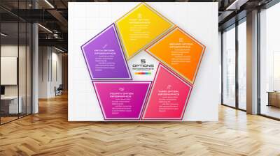 Pentagon element for infographic,Business concept with 5 options,Vector illustration. Wall mural