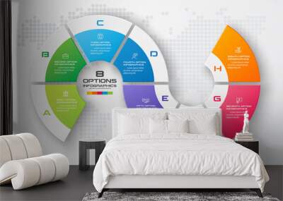 Timeline infographic template,Business concept with 8 options,Vector illustration.
 Wall mural