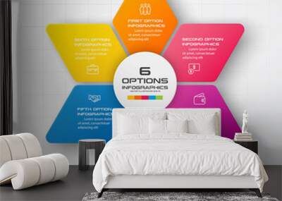 Vector star for infographic,Business concept with 6 options. Wall mural