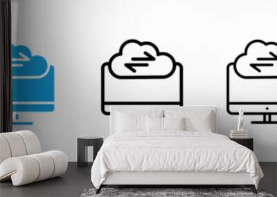 Cloud computing icon in black and blue colors Wall mural