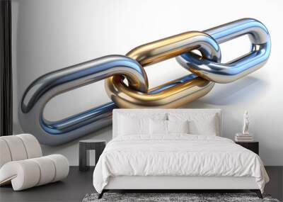 3d Flat icon as Chain and a link symbolizing connection and strength with ample space for text. concept as A chain and a single link representing the fundamentals of connection and strength with room  Wall mural