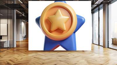 3d Flat icon as Star and thank you badge symbolizing recognition and thanks with ample space for text. concept as A star icon and a thank you badge representing recognition and thanks with blank space Wall mural