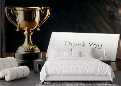 3d Flat icon as Trophy and a thank you certificate symbolizing recognition and thanks with ample space for text. concept as A trophy and a thank you certificate representing recognition and thanks wit Wall mural