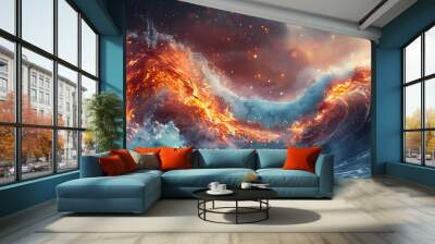 El Ni?o Weather Wave: A Financial Growth and Innovation Abstract Banner Wall mural