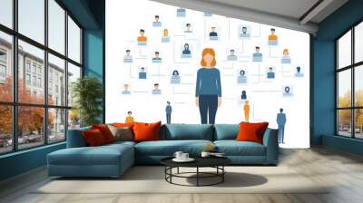 Flat Quantum Probability Voter Concept: Macro View of Voter Choices as a Quantum Probability Field with Decision Tree Overlays in Simple Vector Illustration Wall mural