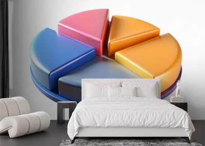 Glowing Abstract Pie Chart with Marketing Segments Highlighted - Visualizing Segmentation in Marketing Strategy | Rotating Concepts for Photo Stock Wall mural