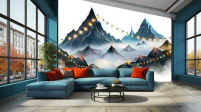 Photo Realistic as Mountain landscape with clear blue sky concept as A breathtaking mountain landscape under a clear blue sky symbolizing the heights of hard work ideal for business presentations need Wall mural