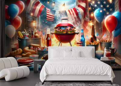 Photo ultra realistic historical heroes poster for celebrating American independence on US Independence Day Wall mural