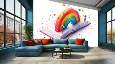 Pride Book Club Concept: LGBTQ Literature Discussion and Community Connection   Flat Design Icon Illustration Wall mural