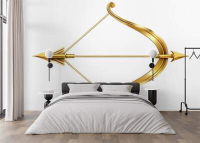 Ramas Bow and Arrow concept as Vector of Ramas bow and arrow in gold isolated on a white background symbolizing victory and righteousness with clean elegant lines and a modern touch. in  Photo Stock   Wall mural