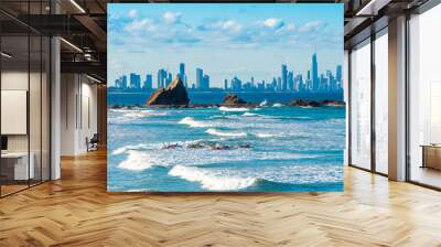 Group of people on a surf, Gold Coast, Queensland, Australia. Wall mural