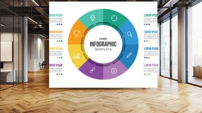 8 points circular infographic element template with icons and colorful flat style, can use for presentation slide Wall mural