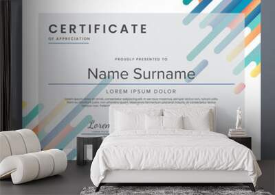 Certificate template with modern line geometric abstract border design, can be used for appreciation, diploma, award, attendance, etc. Wall mural