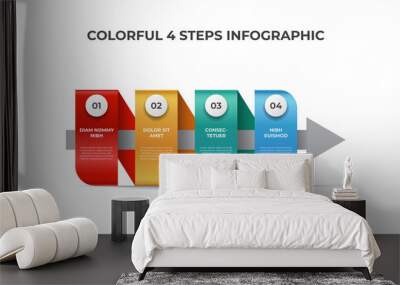 Colorful infographic element template with 4 points of steps, list layout diagram vector Wall mural