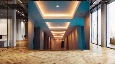 Modern Hotel Corridor with Recessed Lighting Wall mural