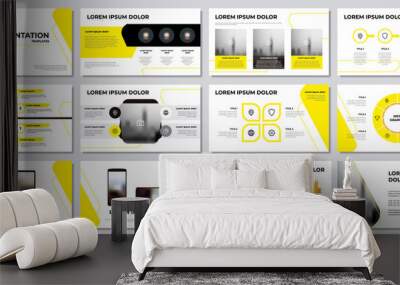 Presentation templates. yellow and black infographic element with white background. layout template vector for business, marketing, etc. Wall mural