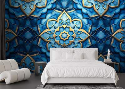 Abstract geometric islamic background, generative ai Wall mural