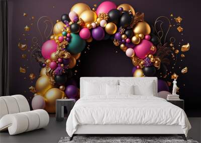 Colorful balloons arch, for the birthday celebration Wall mural