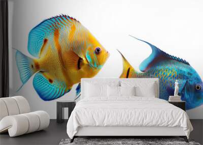 Fish on a white collection, generative ai  Wall mural