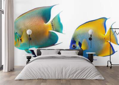 Fish on a white collection, generative ai  Wall mural